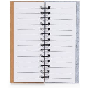 Aurat Sticky Notepad featuring a spiral binding with lined pages and a brown and grey cover. Includes a logo.