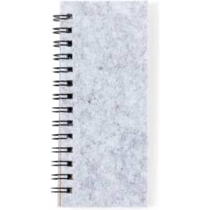 A grey Aurat Sticky Notepad with a spiral binding, featuring minimalist design. It has a logo on the cover.