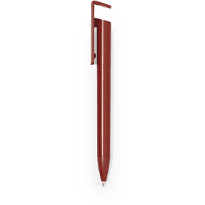 A red Polus Holder Pen with a clip and a rounded tip. It features a logo on the barrel.