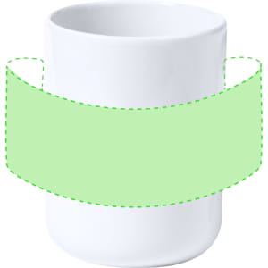 A white coffee mug with a smooth finish, featuring a space for a logo or design.