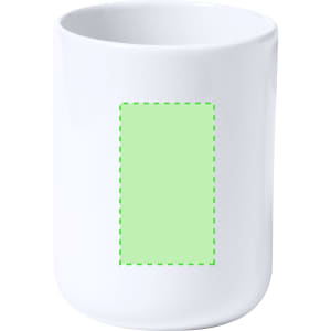 A white coffee mug with a smooth surface and a blank area for customisation.
