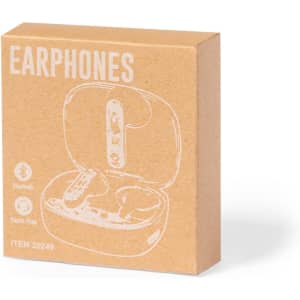 A box of Webex Earphones in a tan colour with a simple illustration on the front and a logo.
