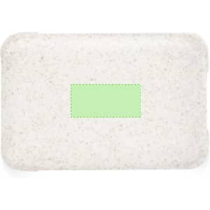 A pale grey charging cable set with a textured finish, featuring a blank green label area. It has a logo on one side.