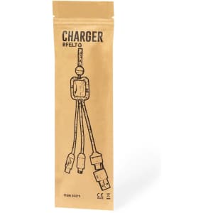 A Braxton Charging Cable in a brown kraft packaging, featuring multiple connectors and a logo.