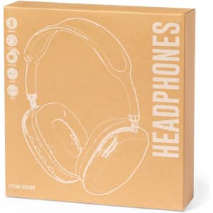 A boxed pair of Curney headphones in a beige packaging with a stylised white outline illustration.