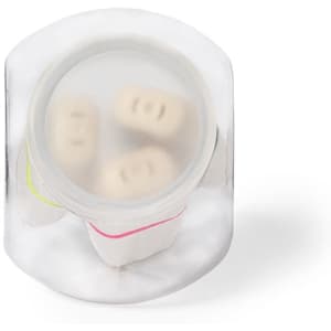 A highlighter set in a transparent case, featuring pink and yellow highlighters with white tips.