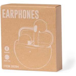 A box of Shima Earphones featuring a minimalist design in beige with a logo and Bluetooth symbol.