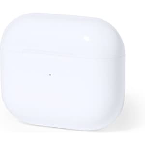 A compact white charging case for Dodiax Earphones, featuring a small LED light and a smooth, glossy finish.