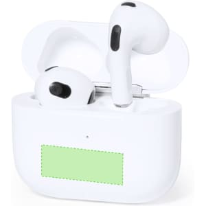 White Dodiax earphones in a charging case, featuring a logo. The case is open with the earbuds visible inside.