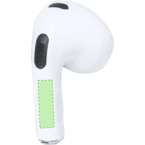 White Dodiax earphone with a green section and black accents, featuring an ergonomic design for comfort.