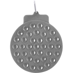 A grey pet feeding pillow featuring numerous round raised dots, designed for comfort and support.