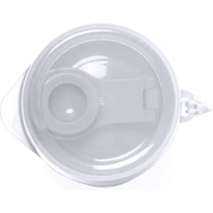 A drink bottle in a transparent design, featuring a flip-top lid and a handle for easy carrying.