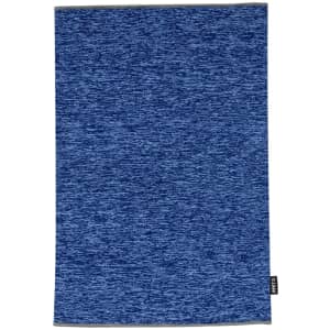 A blue Duvan Neck Warmer featuring a textured design and a small logo on the side.