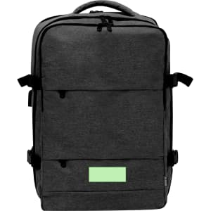A dark grey Myriax backpack with adjustable straps and a front pocket featuring a logo.