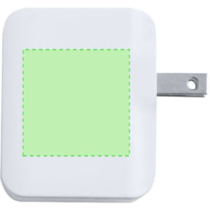 A white Vlind Plug Adapter with a green square section and a metal plug for wall sockets.