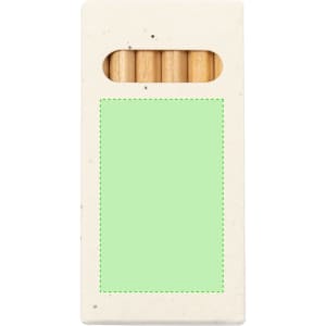 A pencil set featuring wooden pencils in a light green packaging with a window display.