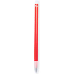 A red pencil with a white tip, featuring a logo.