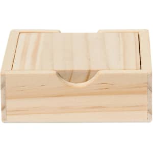 A small wooden box with a natural finish, featuring a top opening and a groove on the front.