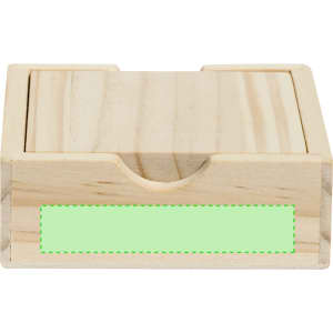 A wooden puzzle box with a smooth finish and a small indentation on the front. It is uncoloured and natural wood.