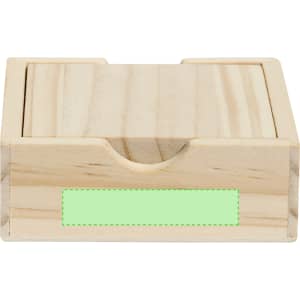 A wooden box with a smooth finish, featuring a drawer design and a placeholder for a label.