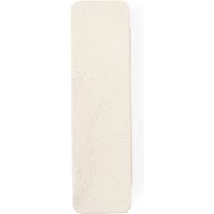 A sleek, pale cream writing tool with a smooth finish and a simple design, featuring a branding logo.