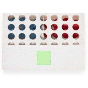 A game box featuring red and blue discs arranged in a grid pattern, with a branding logo on the surface.
