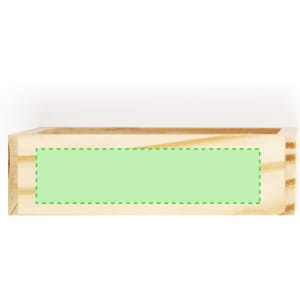 A wooden block featuring a light green area, suitable for use in games or puzzles. Includes a branding logo.