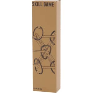 A tall, brown box featuring a simple line drawing of a skill game with circular rings. The box has a logo.
