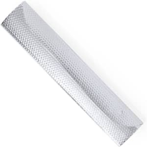 A silver sunshade with a textured surface, designed for leisure and outdoor use. It features a logo.