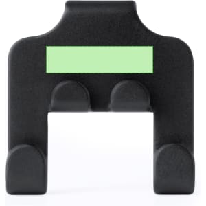 A black car phone holder with a green section, featuring rounded grips for securing a phone.