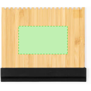 A bamboo ice scraper featuring a green accent and a black rubber grip, perfect for outdoor use.