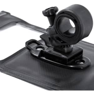 A black Nurbur Pouch with a mount attachment and securing clip features. The pouch is designed for various essentials.
