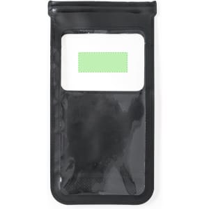 A black Nurbur Pouch with a transparent window and a logo, designed for holding various items.