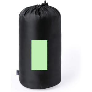 A black storage bag with a mint green rectangular panel, designed for carrying and storing the Barea Picnic Blanket.