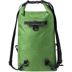 A green Ardentix Backpack with black straps and a roll-top closure, featuring a logo.