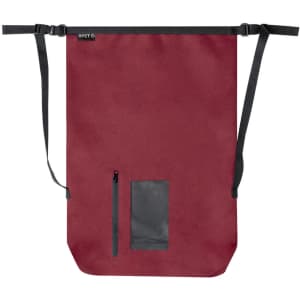 A burgundy Ardentix Backpack featuring adjustable straps and a zippered compartment on the side. It has a logo.