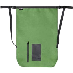 A green Ardentix Backpack with adjustable straps and a black front pocket. It features a logo.