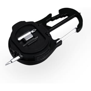 A black Argix multitool featuring a screwdriver, bottle opener, and a compact design. It includes a branding logo.