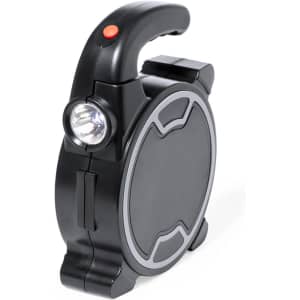 A black tool set featuring a compact design with a built-in flashlight and a handle for easy carrying.
