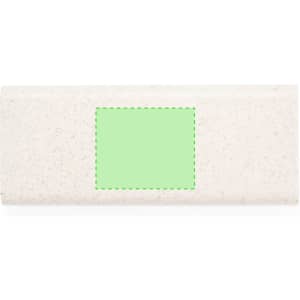 A light-coloured rectangle with a green square in the centre, featuring a logo.