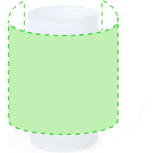 A drink bottle with a white base and a green design area, featuring a logo.