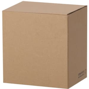 A plain brown cardboard box, square in shape, with no visible branding or markings.
