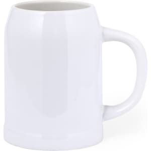 A drink bottle featuring a solid white design, with a sturdy handle and a smooth surface, ideal for beverages.