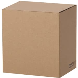 A plain brown cardboard box with a square shape, featuring no visible branding or logos.