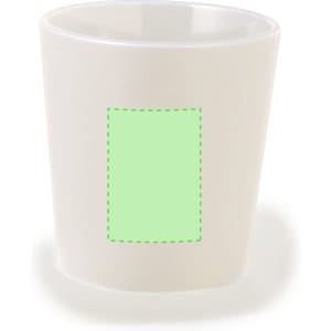 A white coffee mug with a green blank area for custom designs. It has a simple, smooth finish.