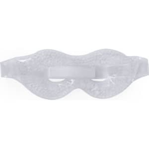 A clear, gel-filled eye mask with an adjustable strap, designed for relaxation and comfort.