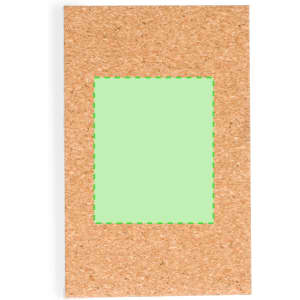 A cork-framed pocket mirror with a light green reflective surface and a simple rectangular shape.