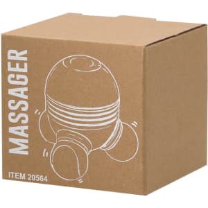 A brown cardboard box containing a Latval Massager, featuring a simple white line drawing of the product.