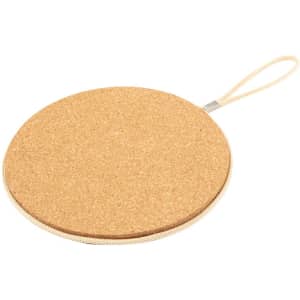 A round cork holder with a beige fabric handle, designed for homeware use. Features a simple, natural design.