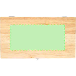 A wooden cheese board with a rectangular cutout, featuring a natural finish and a sleek design.